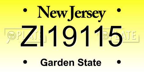 ZI19115 New Jersey License Plate