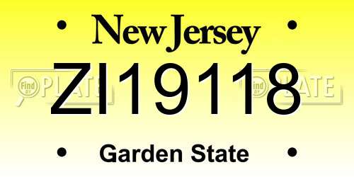 ZI19118 New Jersey License Plate