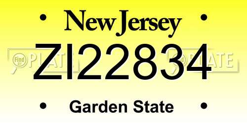 ZI22834 New Jersey License Plate