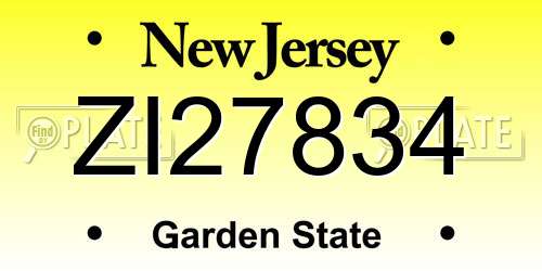 ZI27834 New Jersey License Plate