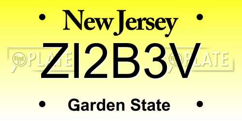 ZI2B3V New Jersey License Plate