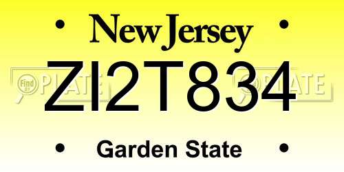 ZI2T834 New Jersey License Plate