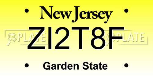 ZI2T8F New Jersey License Plate