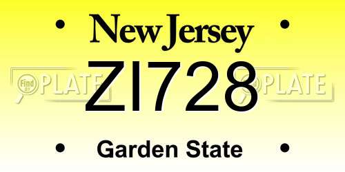 ZI728 New Jersey License Plate