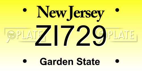 ZI729 New Jersey License Plate