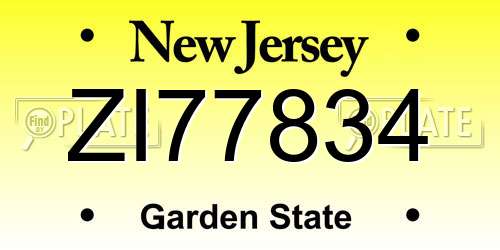 ZI77834 New Jersey License Plate