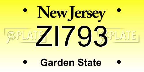 ZI793 New Jersey License Plate