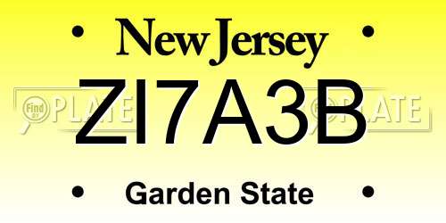 ZI7A3B New Jersey License Plate