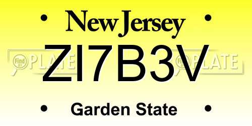 ZI7B3V New Jersey License Plate