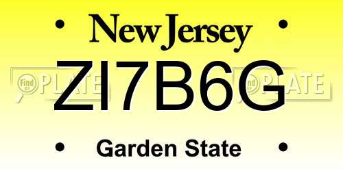 ZI7B6G New Jersey License Plate