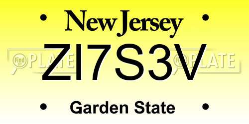 ZI7S3V New Jersey License Plate