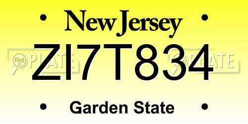 ZI7T834 New Jersey License Plate