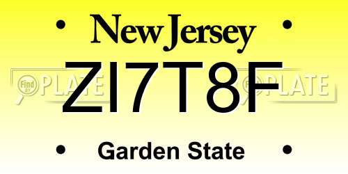 ZI7T8F New Jersey License Plate