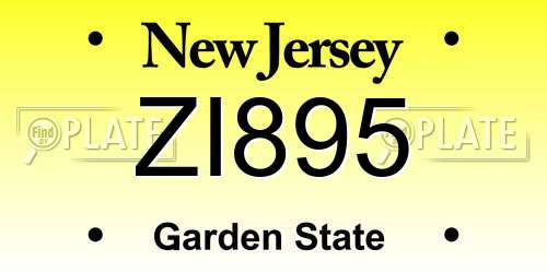 ZI895 New Jersey License Plate
