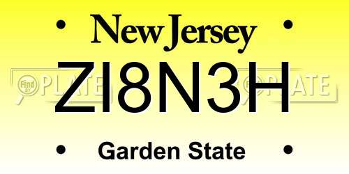 ZI8N3H New Jersey License Plate