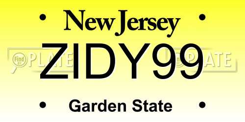 ZIDY99 New Jersey License Plate