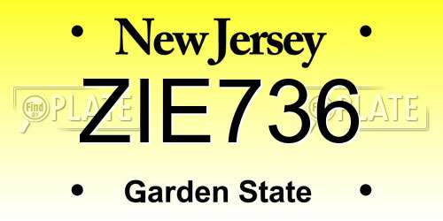 ZIE736 New Jersey License Plate