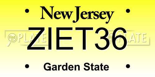 ZIET36 New Jersey License Plate