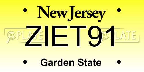 ZIET91 New Jersey License Plate