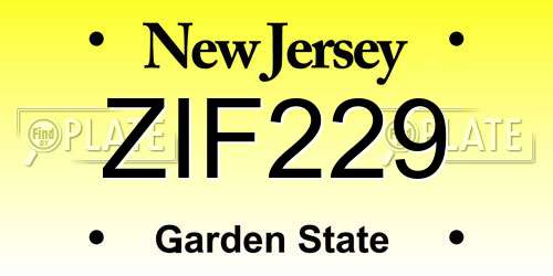 ZIF229 New Jersey License Plate
