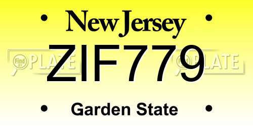 ZIF779 New Jersey License Plate