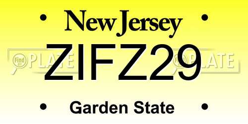 ZIFZ29 New Jersey License Plate