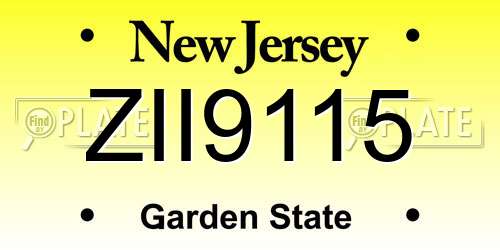 ZII9115 New Jersey License Plate