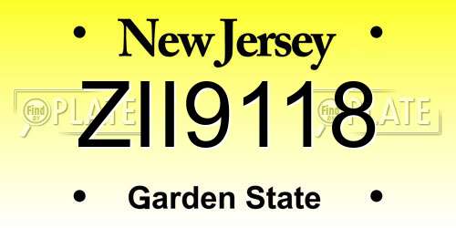 ZII9118 New Jersey License Plate