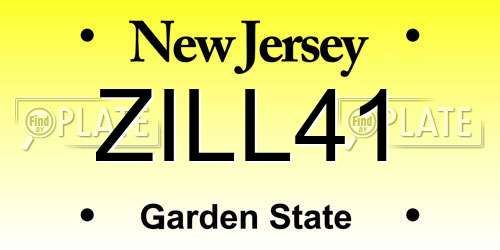 ZILL41 New Jersey License Plate