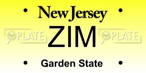 ZIM New Jersey License Plate