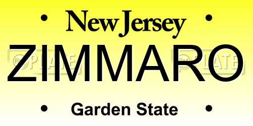 ZIMMARO New Jersey License Plate