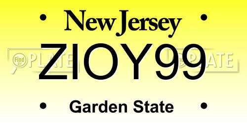 ZIOY99 New Jersey License Plate