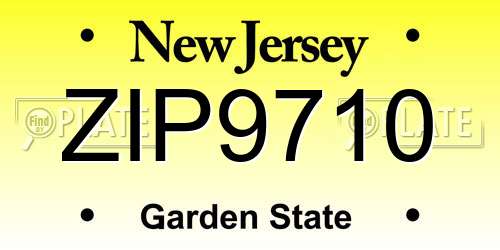 ZIP9710 New Jersey License Plate