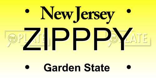 ZIPPPY New Jersey License Plate