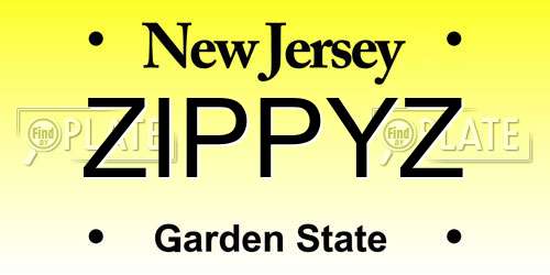 ZIPPYZ New Jersey License Plate