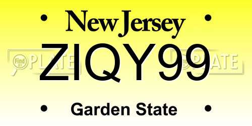ZIQY99 New Jersey License Plate
