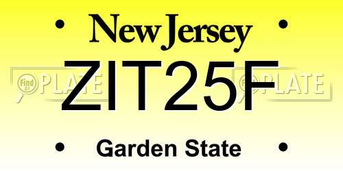 ZIT25F New Jersey License Plate
