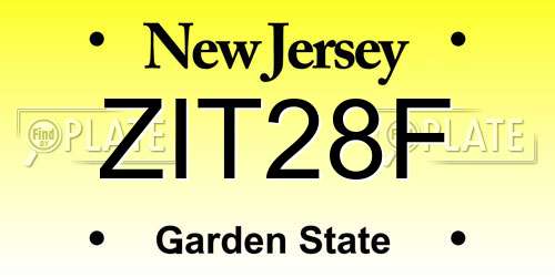 ZIT28F New Jersey License Plate
