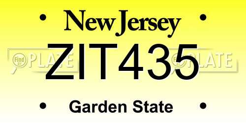 ZIT435 New Jersey License Plate