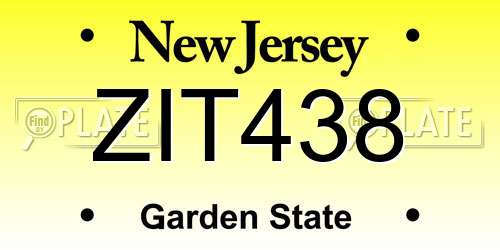 ZIT438 New Jersey License Plate