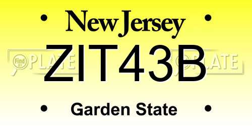 ZIT43B New Jersey License Plate