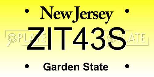 ZIT43S New Jersey License Plate