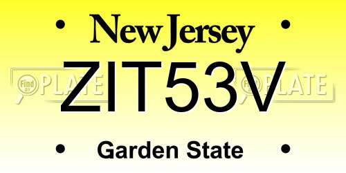 ZIT53V New Jersey License Plate