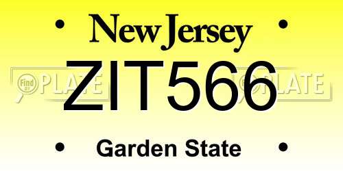 ZIT566 New Jersey License Plate