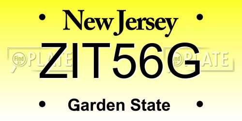 ZIT56G New Jersey License Plate