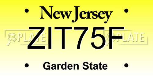 ZIT75F New Jersey License Plate