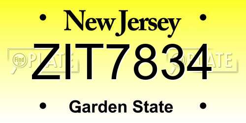 ZIT7834 New Jersey License Plate