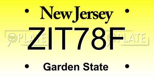ZIT78F New Jersey License Plate
