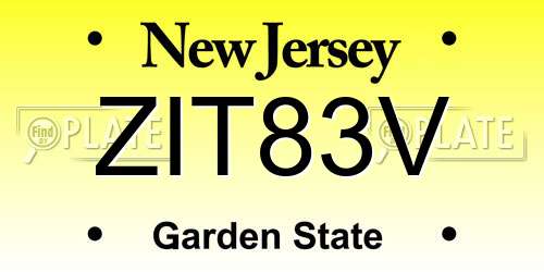ZIT83V New Jersey License Plate