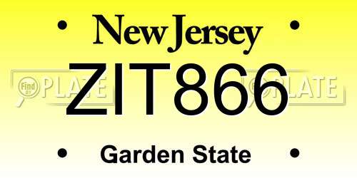 ZIT866 New Jersey License Plate